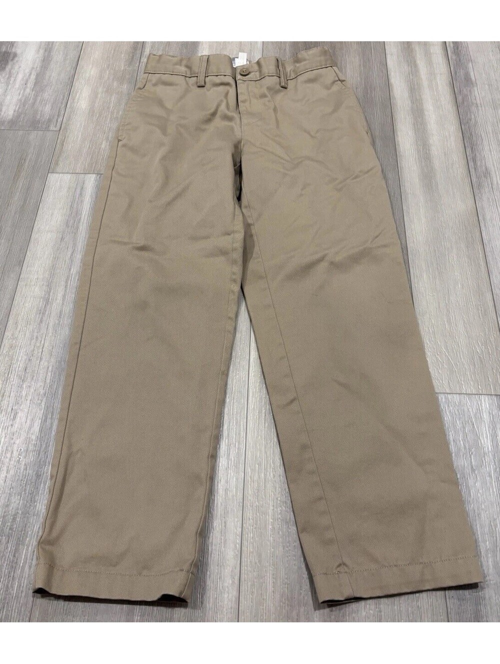 Lands' End Boys Khaki Chino Pants Size 8 Husky Tan Straight Leg School Uniform